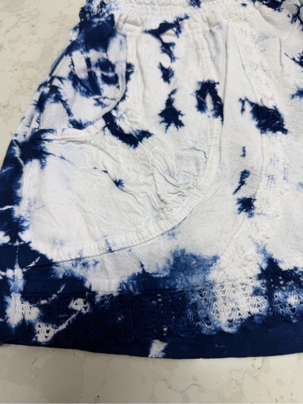 Women’s Tie-Dye Navy & White Hybrid Shorts Elastic Waist medium Seaspice new - Picture 2 of 7